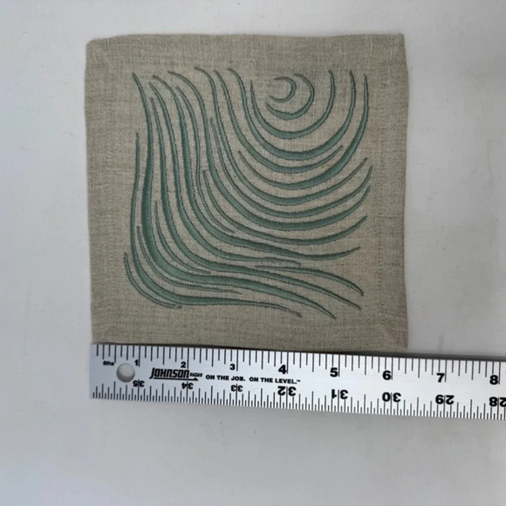 Viabrava‎ 100% Linen Embroidered Placemats Napkins 19 Pieces Abstract Tropical
